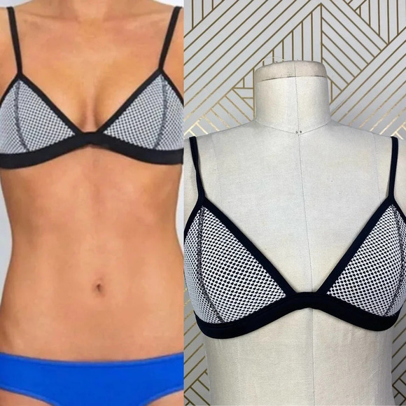 TRIANGL‎ Mesh Bikini Swim Top Black White - Picture 1 of 11